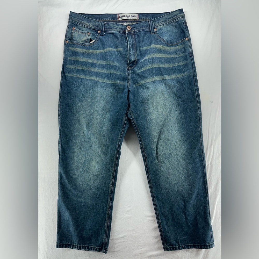 Basic Code‎ Jeans Mens 42x32 Blue Denim Grunge Straight Leg Y2K